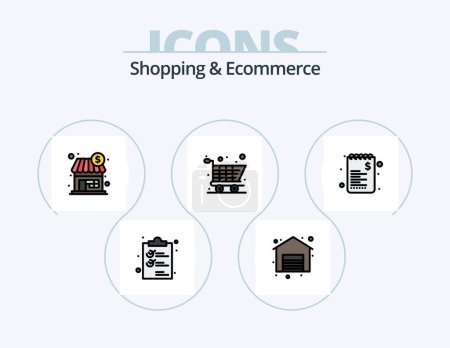 Illustration for Shopping and Ecommerce Line Filled Icon Pack 5 Icon Design. cash. add. truck. shopping. bag - Royalty Free Image