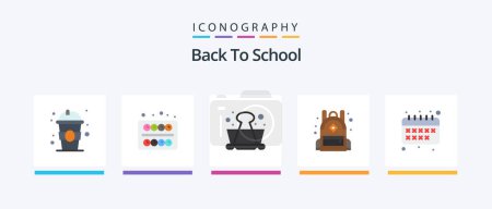 Ilustración de Back To School Flat 5 Icon Pack Including calendar. back to school. clip. school. bag. Creative Icons Design - Imagen libre de derechos