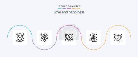 Téléchargez les illustrations : Love Line 5 Icon Pack Including health. development. heart. romance. love - en licence libre de droit