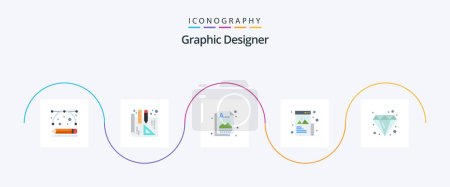 Illustration for Graphic Designer Flat 5 Icon Pack Including diamond. design. idea. image. designing - Royalty Free Image