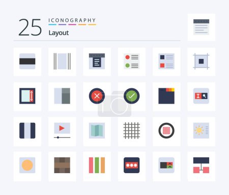 Ilustración de Layout 25 Flat Color icon pack including page. list. dropdown. layout. radio button - Imagen libre de derechos