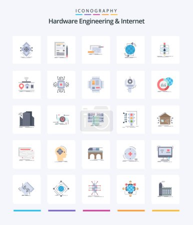 Illustration for Creative Hardware Engineering And Internet 25 Flat icon pack  Such As internet. connectivity. hardware. engineering. circuit - Royalty Free Image