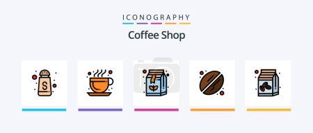 Illustration for Coffee Shop Line Filled 5 Icon Pack Including shop. drink. machine. coffee shop. hot coffee. Creative Icons Design - Royalty Free Image