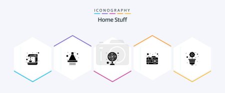 Illustration for Home Stuff 25 Glyph icon pack including flower. image. appliance. picture. camera - Royalty Free Image