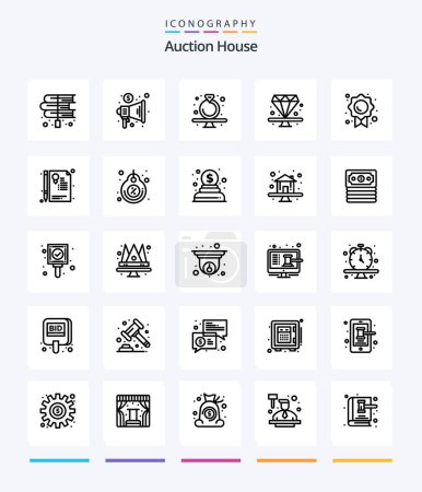 Illustration for Creative Auction 25 OutLine icon pack  Such As present. diamond. trade. premium. ring - Royalty Free Image