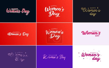 Ilustración de Set of Happy International Woman's Day signs and emblems vector design elements. signs. labels. and badges collection - Imagen libre de derechos