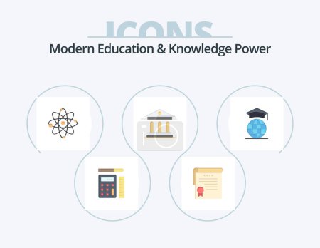 Illustration for Modern Education And Knowledge Power Flat Icon Pack 5 Icon Design. internet. court. atom. campus. university - Royalty Free Image