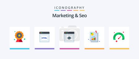 Illustration for Marketing And Seo Flat 5 Icon Pack Including seo. seo report. retina. seo analysis. report. Creative Icons Design - Royalty Free Image