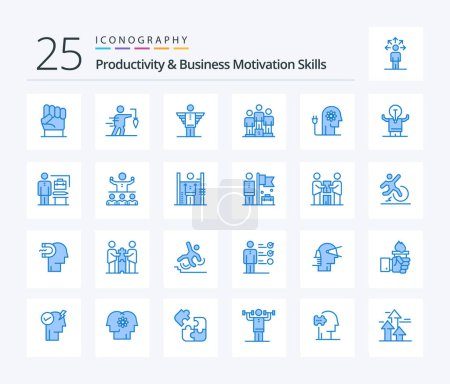 Illustration for Productivity And Business Motivation Skills 25 Blue Color icon pack including podium. winners. false. investor. career - Royalty Free Image