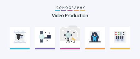 Illustration for Video Production Flat 5 Icon Pack Including celebrity. actor. recording. studio lights. spotlight. Creative Icons Design - Royalty Free Image