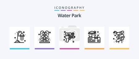 Ilustración de Water Park Line 5 Icon Pack Including . park. garden. water slide. Creative Icons Design - Imagen libre de derechos