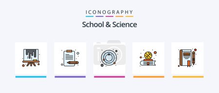 Téléchargez les illustrations : School And Science Line Filled 5 Icon Pack Including read. study. book. school. calendar. Creative Icons Design - en licence libre de droit