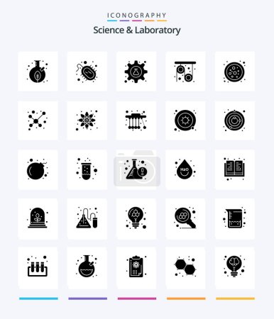 Téléchargez les illustrations : Creative Science 25 Glyph Solid Black icon pack  Such As science. pulley. research. physics. science - en licence libre de droit