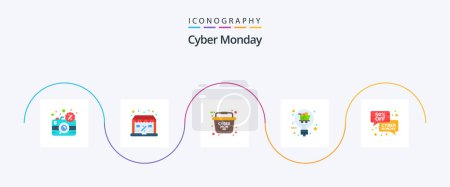 Ilustración de Cyber Monday Flat 5 Icon Pack Including ecommerce. offer. sale. solution. retail - Imagen libre de derechos