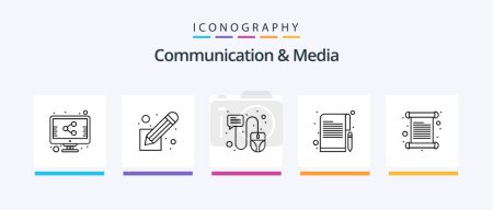 Téléchargez les illustrations : Communication And Media Line 5 Icon Pack Including video. people. book. globe. communicate. Creative Icons Design - en licence libre de droit