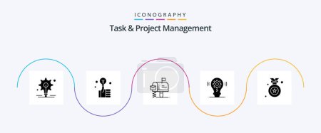 Illustration for Task And Project Management Glyph 5 Icon Pack Including gear . bulb . smart. mailbox - Royalty Free Image