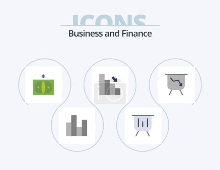 Illustration for Finance Flat Icon Pack 5 Icon Design. down. business. performance. bar. finance - Royalty Free Image