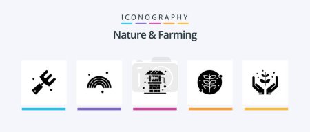 Téléchargez les illustrations : Nature And Farming Glyph 5 Icon Pack Including farming. plant. agriculture. nature. grow. Creative Icons Design - en licence libre de droit