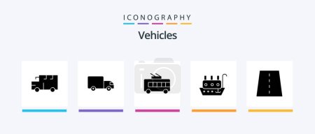 Ilustración de Vehicles Glyph 5 Icon Pack Including construction. vessel. bus. ship. fisherman. Creative Icons Design - Imagen libre de derechos