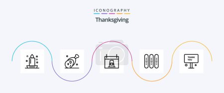 Illustration for Thanks Giving Line 5 Icon Pack Including fall. bread. meat. pilgrim. dinner - Royalty Free Image