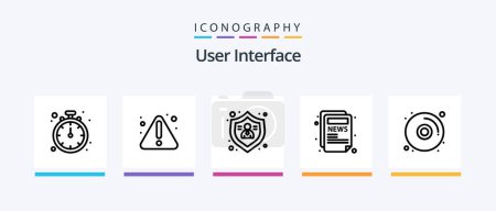 Illustration for User Interface Line 5 Icon Pack Including . disk. heart. cd. timer. Creative Icons Design - Royalty Free Image