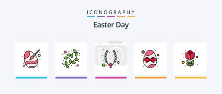 Téléchargez les illustrations : Easter Line Filled 5 Icon Pack Including scramble. fried. egg. egg. holiday. Creative Icons Design - en licence libre de droit