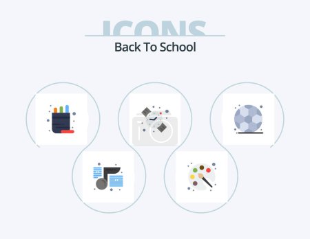 Ilustración de Back To School Flat Icon Pack 5 Icon Design. football. education. school. hand watch. back to school - Imagen libre de derechos