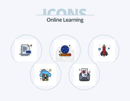 Illustration for Online Learning Line Filled Icon Pack 5 Icon Design. answers. search. badge. online. pass - Royalty Free Image
