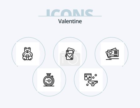 Illustration for Valentine Line Icon Pack 5 Icon Design. . heart. wedding. love. wedding - Royalty Free Image