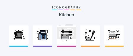 Ilustración de Kitchen Line Filled 5 Icon Pack Including egg. kitchen. ketchup. food. cook. Creative Icons Design - Imagen libre de derechos