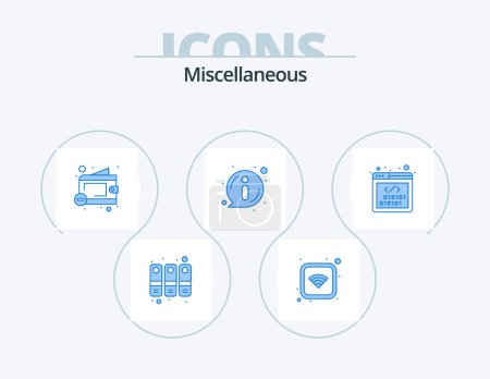 Ilustración de Miscellaneous Blue Icon Pack 5 Icon Design. development. less money. information. about - Imagen libre de derechos