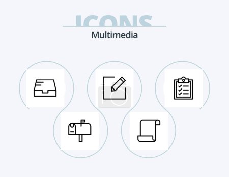 Téléchargez les illustrations : Multimedia Line Icon Pack 5 Icon Design. . . event. message. alert - en licence libre de droit