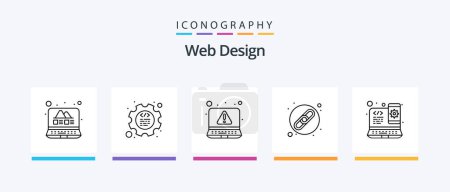 Illustration for Web Design Line 5 Icon Pack Including design. mobile. magnifier. check. app. Creative Icons Design - Royalty Free Image