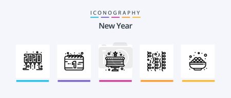 Téléchargez les illustrations : New Year Line 5 Icon Pack Including midnight. new year. celebration. celebration. celebration. Creative Icons Design - en licence libre de droit