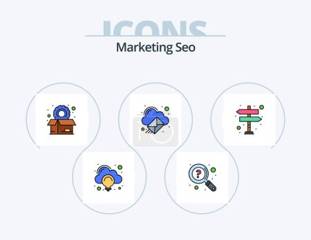 Ilustración de Marketing Seo Line Filled Icon Pack 5 Icon Design. ranking. target. analysis. reward. target - Imagen libre de derechos