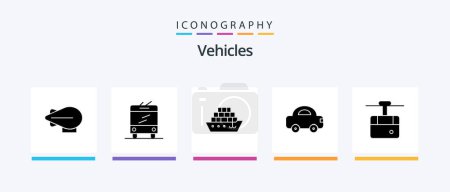 Illustration for Vehicles Glyph 5 Icon Pack Including . transport. automobile. ski. cable. Creative Icons Design - Royalty Free Image