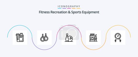 Ilustración de Fitness Recreation And Sports Equipment Line 5 Icon Pack Including supplement. protein. healthcare. gainer. kegling - Imagen libre de derechos
