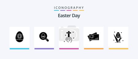 Téléchargez les illustrations : Easter Glyph 5 Icon Pack Including grass. easter. holiday. egg. easter. Creative Icons Design - en licence libre de droit