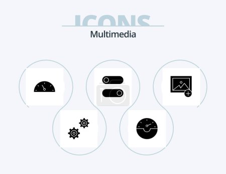 Téléchargez les illustrations : Multimedia Glyph Icon Pack 5 Icon Design. . . speed. photo. add - en licence libre de droit