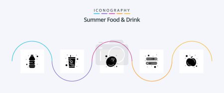 Illustration for Summer Food and Drink Glyph 5 Icon Pack Including food. fruit. food. apple. salad - Royalty Free Image