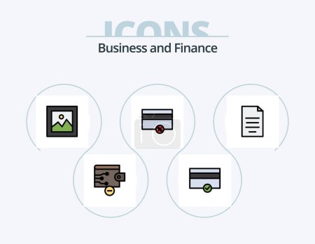 Téléchargez les illustrations : Finance Line Filled Icon Pack 5 Icon Design. money. file. payments. dollar. pie - en licence libre de droit