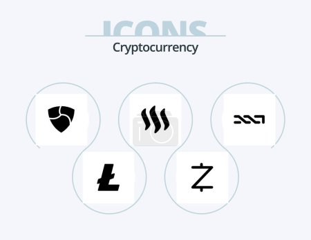 Téléchargez les illustrations : Cryptocurrency Glyph Icon Pack 5 Icon Design. coin . crypto . crypto currency. coin - en licence libre de droit