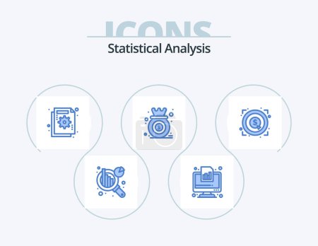 Illustration for Statistical Analysis Blue Icon Pack 5 Icon Design. growth. diagram. analysis. chart. graph - Royalty Free Image