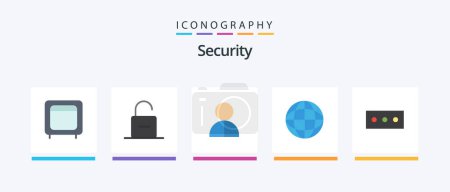 Ilustración de Security Flat 5 Icon Pack Including security. global. security. thief. impersonation. Creative Icons Design - Imagen libre de derechos
