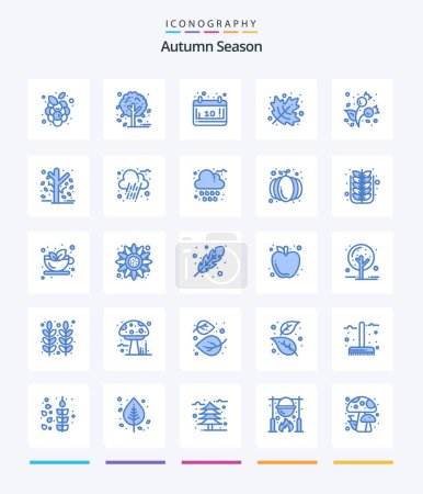 Téléchargez les illustrations : Creative Autumn 25 Blue icon pack  Such As cold. berries. calendar. autumn. leaf - en licence libre de droit