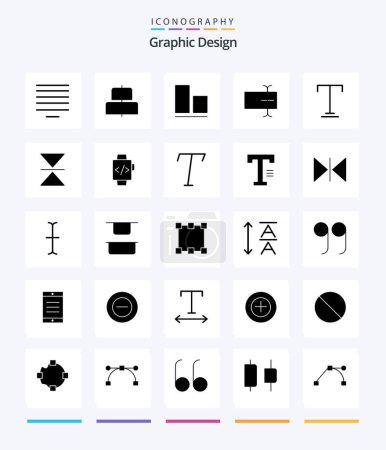 Ilustración de Creative Design 25 Glyph Solid Black icon pack  Such As vertical. flip. vertical. underline. font - Imagen libre de derechos