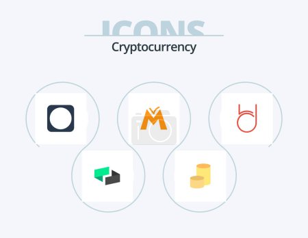 Illustration for Cryptocurrency Flat Icon Pack 5 Icon Design. coin. crypto currency. byetball. crypto. monetary unit - Royalty Free Image