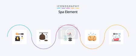 Illustration for Spa Element Flat 5 Icon Pack Including massage. wiping. beauty. sponges. clean - Royalty Free Image