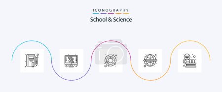 Téléchargez les illustrations : School And Science Line 5 Icon Pack Including college. astronomy. learning. education - en licence libre de droit