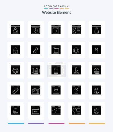 Ilustración de Creative Website Element 25 Glyph Solid Black icon pack  Such As internet. browser. internet. movie. film - Imagen libre de derechos